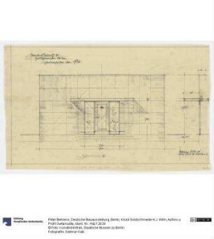 Deutsche Bauausstellung, Berlin, Kiosk Goldschmiede H.J. Wilm, Aufriss u. Profil Gartenseite