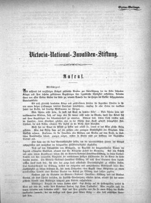 Extra-Beilage: Victoria-National-Invaliden-Stiftung
