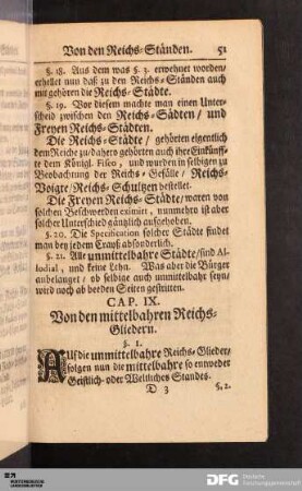 Cap. IX. Von den mittelbahren Reichs-Gliedern