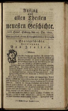 LII. Stück. Coburg, den 25. Dec. 1751.