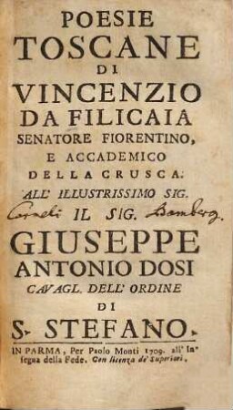Poesie Toscane Di Vincenzio Da Filicaia Senatore Fiorentino, E Accademico Della Crusca