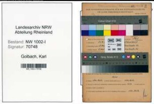 Entnazifizierung Karl Golbach , geb. 21.09.1912 (Schlosser)
