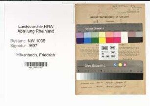 Entnazifizierung Friedrich Hilkenbach , geb. 09.06.1904 (Bahnbeamter)