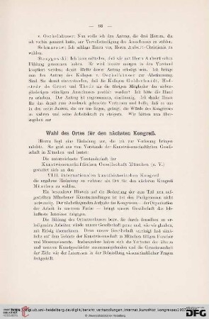 Wahl des Ortes für den nächsten Kongreß