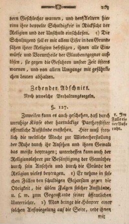 Zehender Abschnitt. Noch jetwelche Verhaltensregeln.