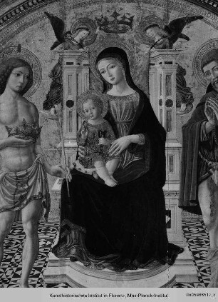 Thronende Madonna mit dem Kind, dem Heiligen Sebastian und dem Heiligen Rochus