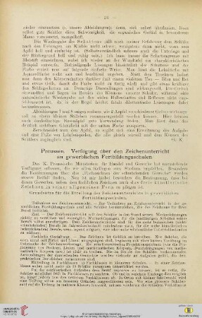 3: Preussen, Verfügung über den Zeichenunterricht an gewerblichen Fortbildungsschulen