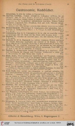 Gastronomie, Kochbücher (Nr. 606 - 616)