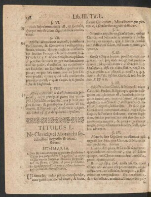 Titulus L. Ne Clerici, vel Monachi faecularibus negotiis fe immisceant