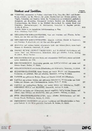 Verdure und Textilien (Nr. 420-434)