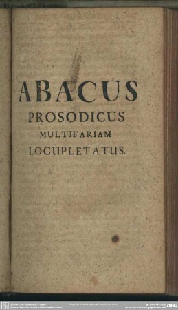 Abacus Prosodicus Multifariam Locupletatus