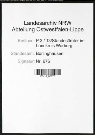 Sterberegister Standesamt Borlinghausen