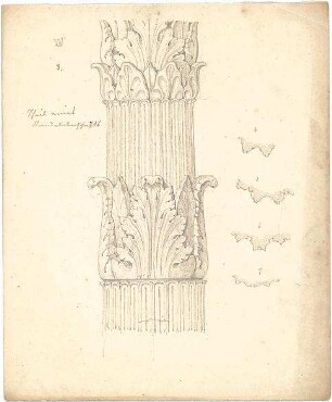 Neureuther, Gottfried von; Kapitell- und Ornamentstudien - Schaft (Detail; Schnitte)