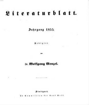 Literaturblatt. 1855