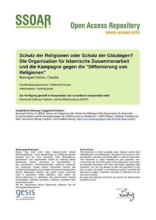 Schutz der Religionen oder Schutz der Gläubigen? Die Organisation für Islamische Zusammenarbeit und die Kampagne gegen die "Diffamierung von Religionen"