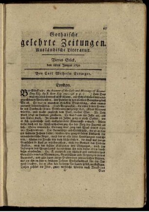 Viertes Stück, den 28ten Januar 1792.