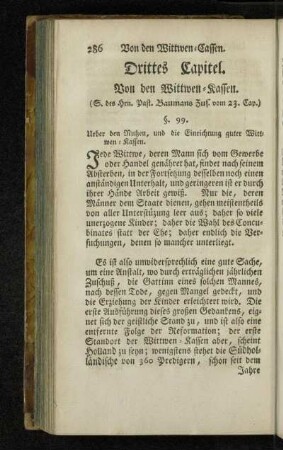 Drittes Capitel. Von den Wittwen-Kassen.