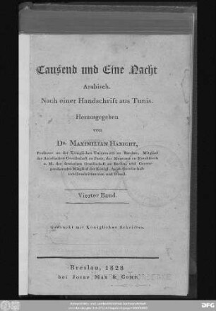 Muǧallad 4: Hāḏā Kitāb Alf laila wa-laila min al-mubtadāʾ ila 'l-muntahā : Arabisch ; Nach einer Handschrift aus Tunis