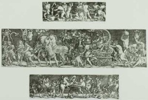 Kampf der Gladiatoren zu Fuß, Triumph des Bacchus, Kampf der Gladiatoren zu Pferd und zu Fuß