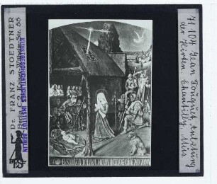 Fouquet, Stundenbuch des Étienne Chevalier (versch. Aufbewahrungsorte),Fouquet, Geburt Christi (Miniatur des Chevalier-Stundenbuchs) (Chantilly Mus. Condé)