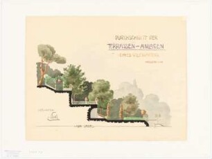 Villengarten am Griebnitzsee, Potsdam-Babelsberg: Schnitt durch die Terrassenanlage 1:100