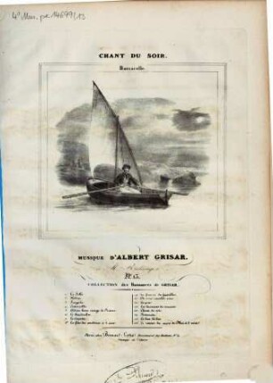 Collection des romances, 13. Chant du soir. - B.L.984. - 2 Bl.