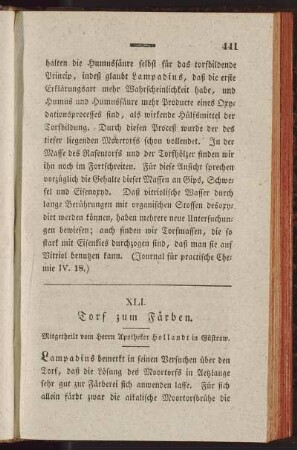 XLI. Torf zum Färben
