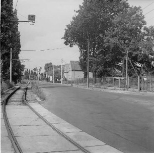 Dresden, eingleisige Straßenbahnstrecke, Hellerau