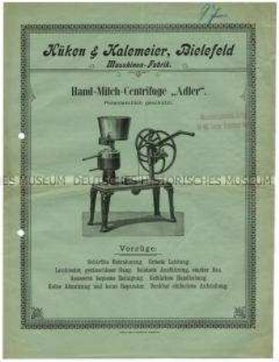 Hand-Milch-Centrifuge "Adler".