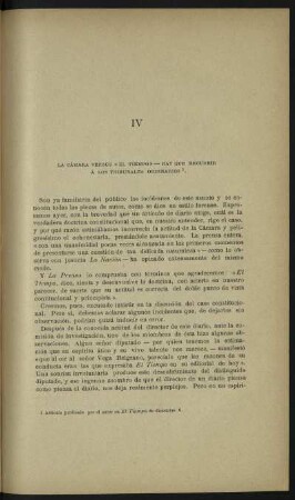 IV - La Cámara versus "El Tiempo" - Hay que recurrir á los tribunales ordinarios