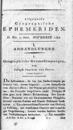 Geographische Ortsbestimmungen / von Joseph Joachim von Ferrer
