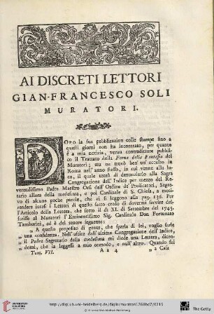 Al discreti lettori Gian-Francesco Soli Muratori
