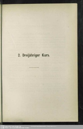 2. Dreijähriger Kurs in Alt- und Neustadt