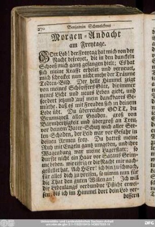 Morgen-Andacht am Freytage.