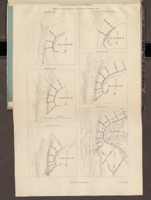 Stand der Bauten in den Jahren 1872, 1875, 1878, 1881, 1885 u. 1891.