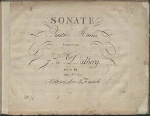 Sonate à quatre mains composée par F. de Dalberg. Oeuvre 24