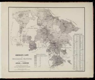 Uebersichts-Karte des Königreichs Hannover zur Vergleichung der Anzahl der Schweine nach der Zählung vom Decbr. 1861 mit dem Flächeninhalte der Bezirke