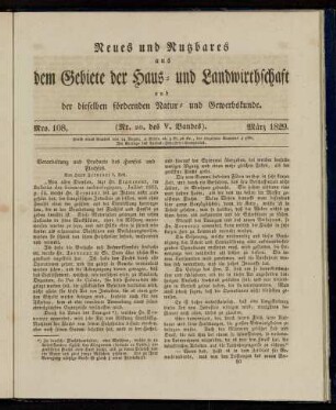 Nro. 108. (Nr. 20. des V. Bandes). März 1829.