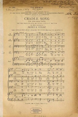 Cradle song : for four male voices