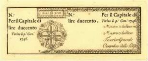 Geldschein, 200 Lire, 1746