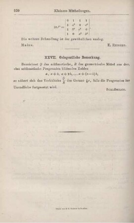 XXVII. Gelegentliche Bemerkung (über die arithmetischen Progression).