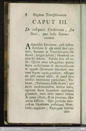 Caput III. De reliquiis Gothorum, seu Dacis, quos hodie Saxones vocamus
