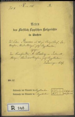 Räker Nr. 46 zu Augustdorf gegen Kaufmann A. Limberg in Detmold
