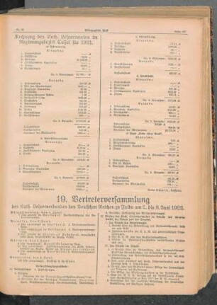 19. Vertreterversammlung des Kath. Lehrerverbandes des Deutshcen Reiches zu Fulda am 5. bis 8. Juni 1922
