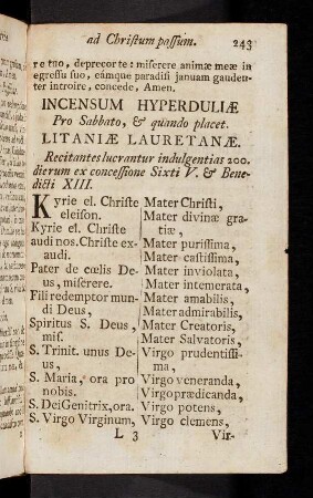 243-256, Incensum hyperduliae ad B. Mariam Virg. Incensum ex miscellaneis.
