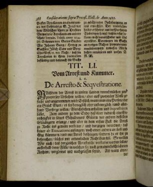 Tit. LI. Vom Arrest und Kummer. [...]