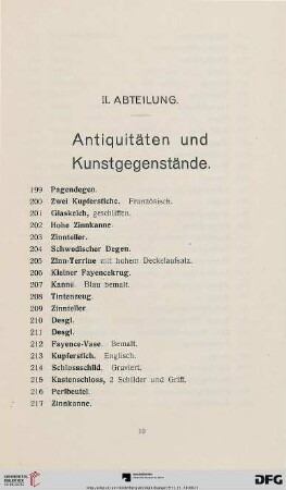 Antiquitäten und Kunstgegenstände (Nr. 199-715)