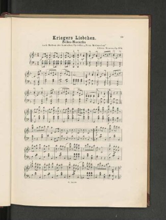 Kriegers Liebchen. Polka-Mazurka nach Motiven der komischen Operette: "Prinz Methusalem"