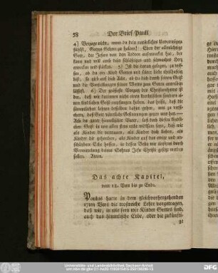 Das achte Kapitel, vom 18. Vers bis zu Ende.