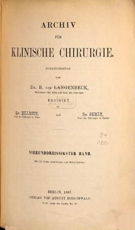 Archiv für klinische Chirurgie. 34. 1887